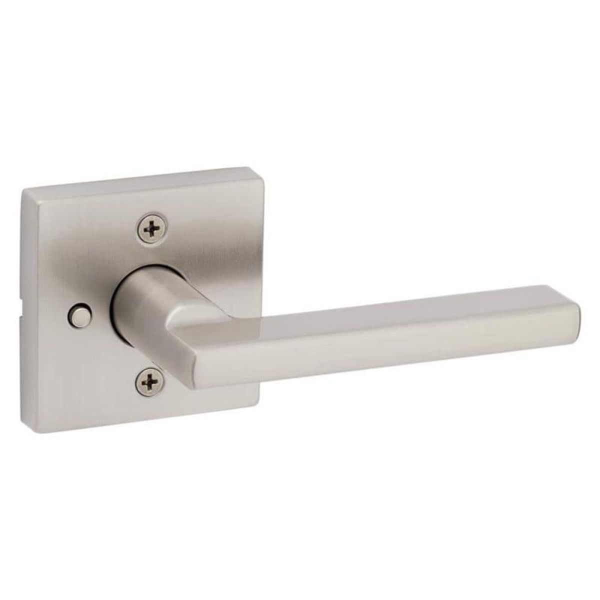 Kwikset Halifax Square Satin Nickel Privacy Bed/Bath Door Handle with ...