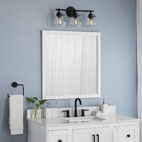 allen + roth Rigsby 32-in x 32-in White Square Framed Bathroom Vanity ...