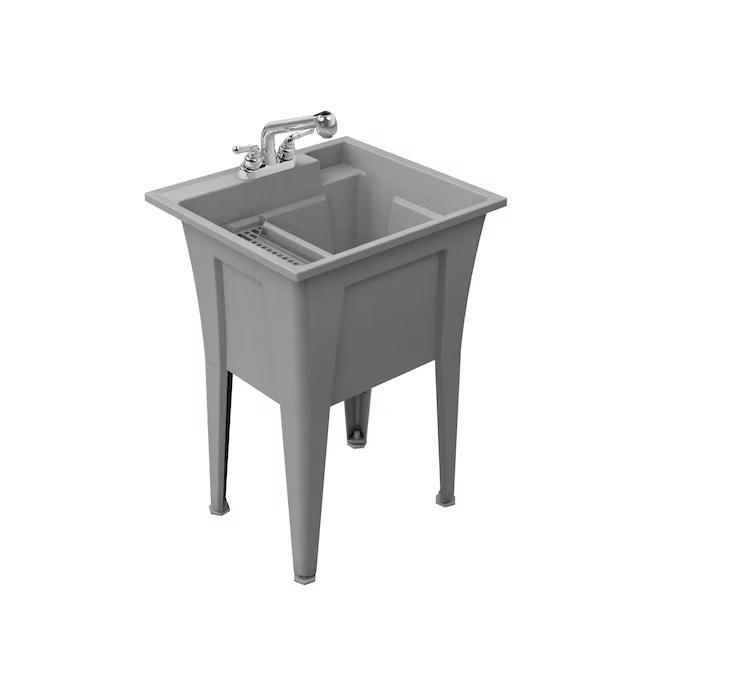 RuggedTub 24.25-in X 22-in 1-Basin Graphite (Gray With Black Speckles ...