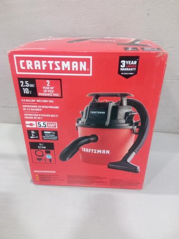 CRAFTSMAN 2.5-Gallons 2-HP Corded Wet/Dry Shop Vacuum with Accessories ...