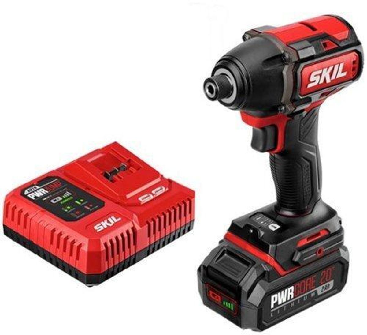 Skil Pwr Core 20 Brushless 20v 14 In Hex Impact Driver Kit With Auto Pwr Jump Charger Red 5836