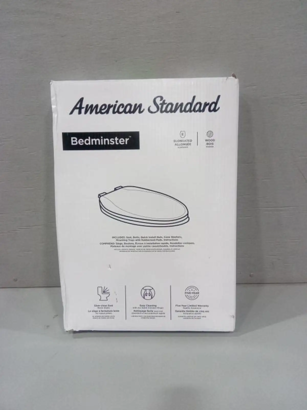 American Standard Bedminster Wood White Elongated Soft Close Toilet
