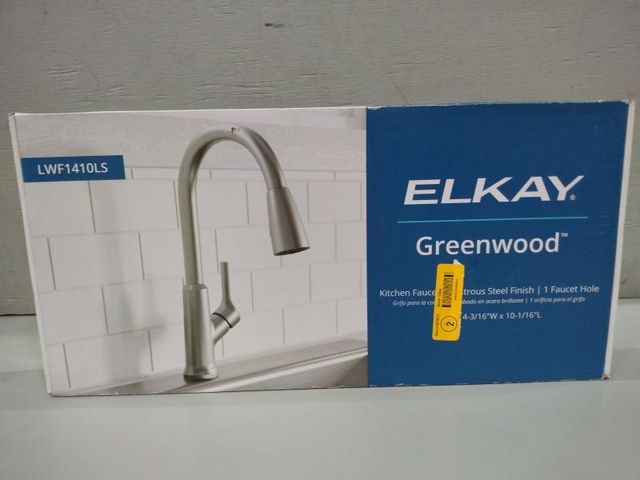 Elkay Greenwood Lustrous Steel Single Handle Pull-down Kitchen Faucet ...