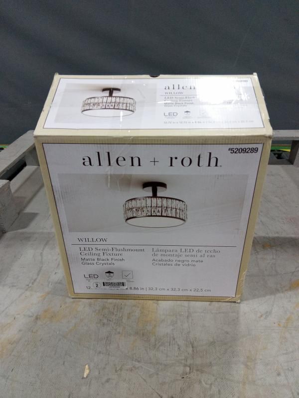 allen roth Willow 1 Light 12.72 in Matte Black LED Semi flush