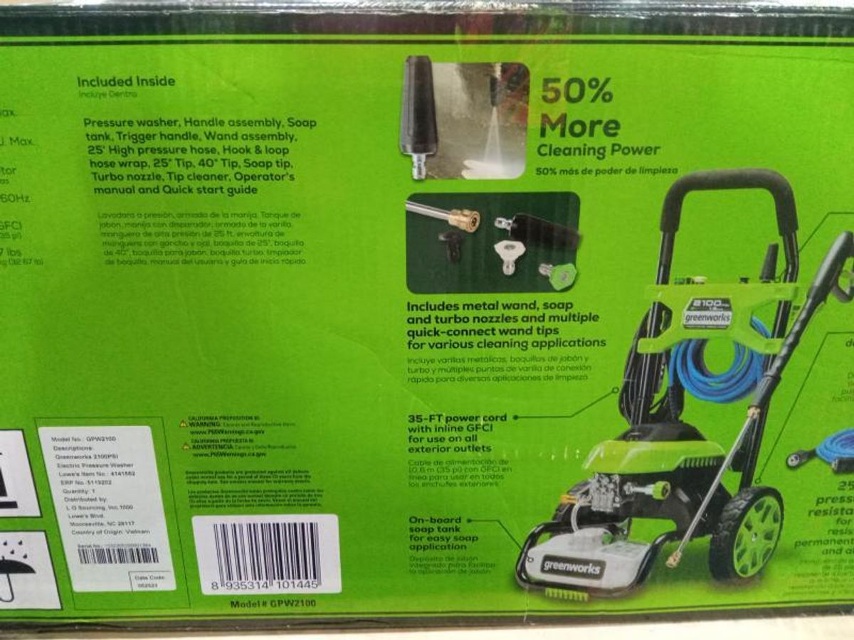 Greenworks 2100 PSI 1.2-GPM Cold Water Electric Pressure Washer ...