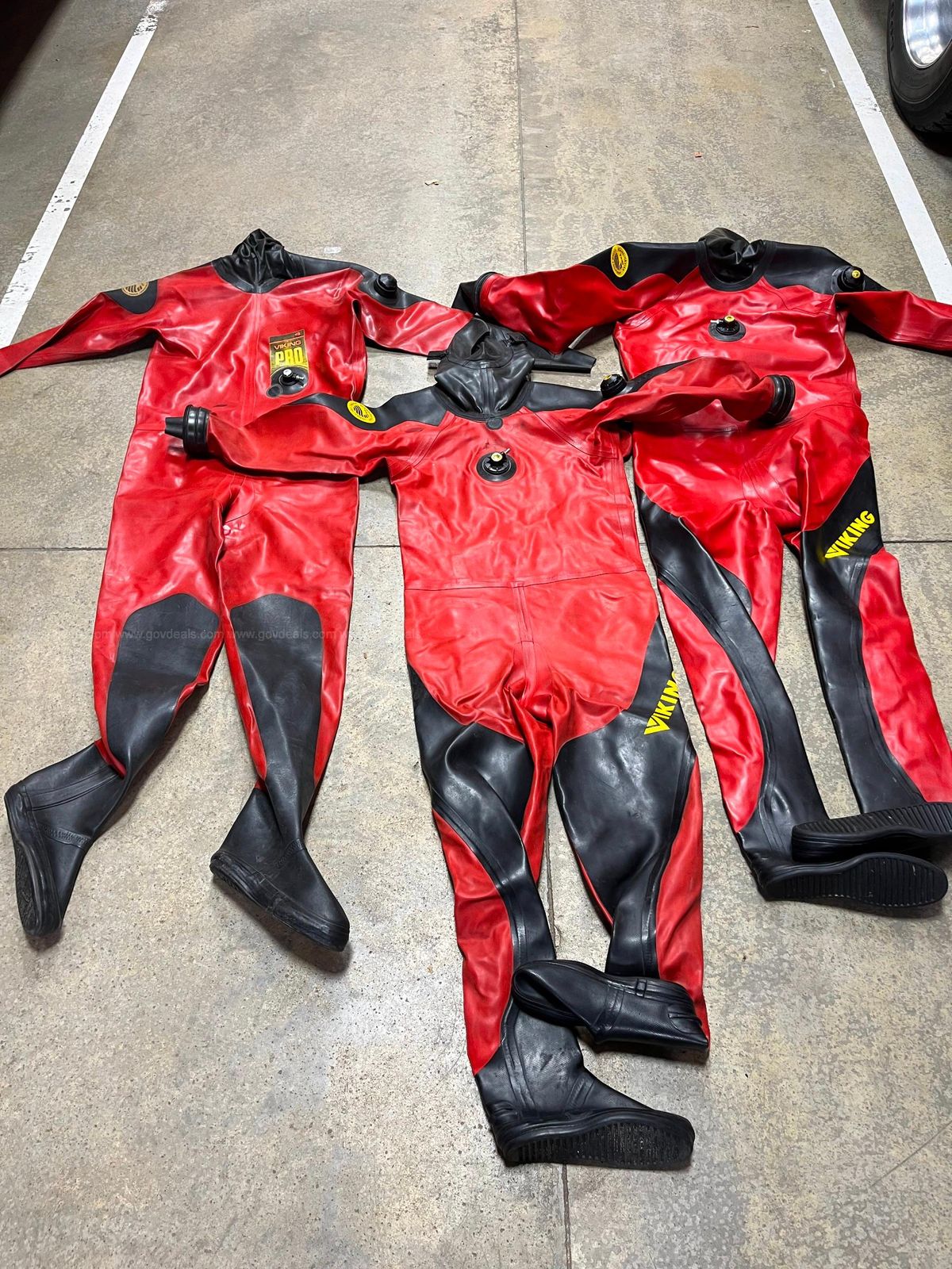 Lot of three Viking Pro Vulcanized Rubber Dry Suits | AllSurplus