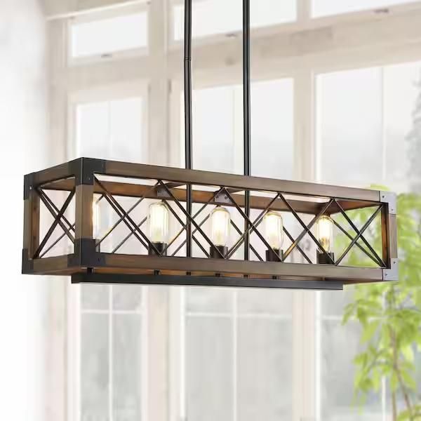 Offers LNC Rectangular Wood Chandelier