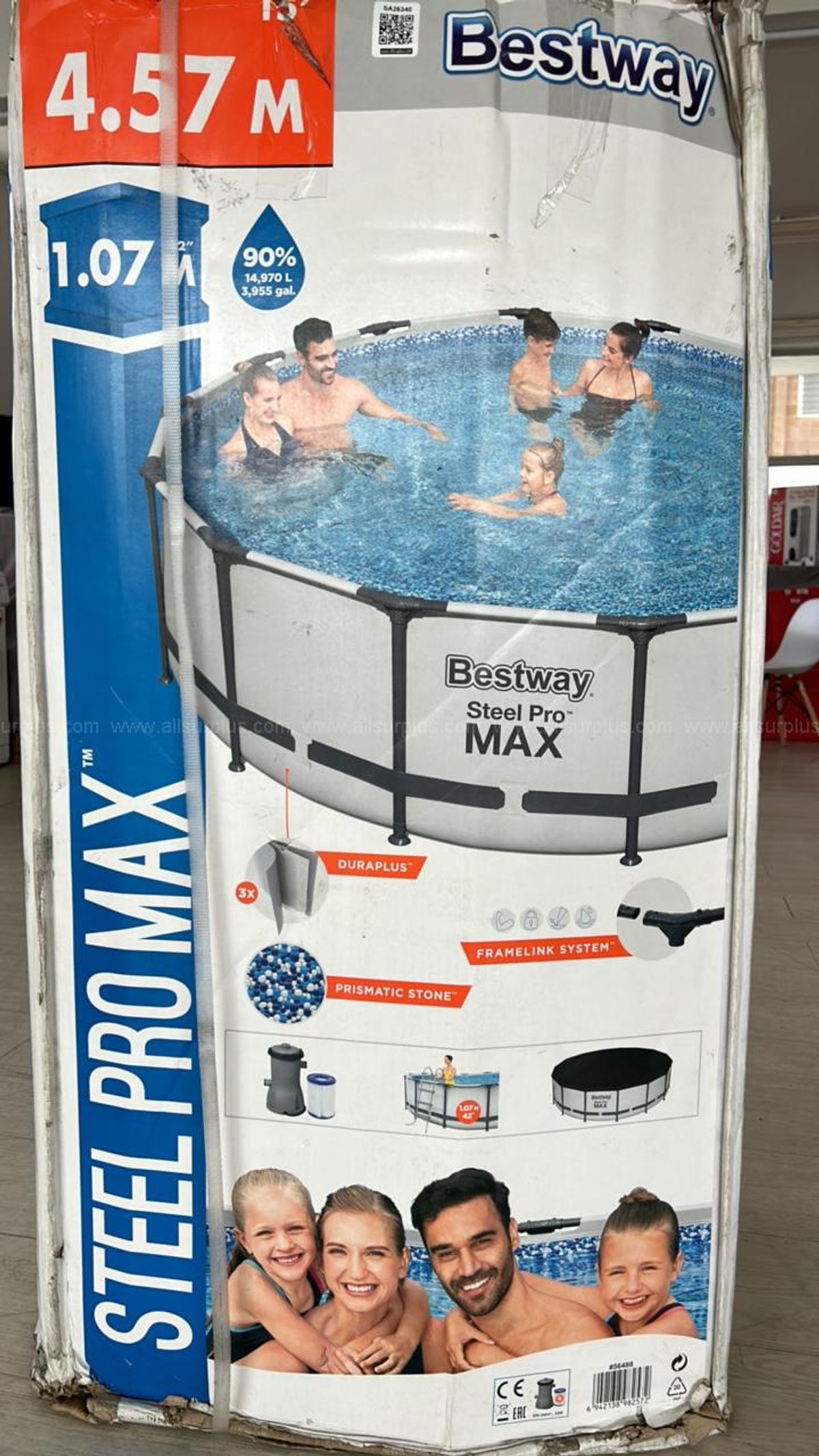 Bestway 4.57m x 1.07m Steel Pro MAX Frame Pool Set-Grey | Go-Dove