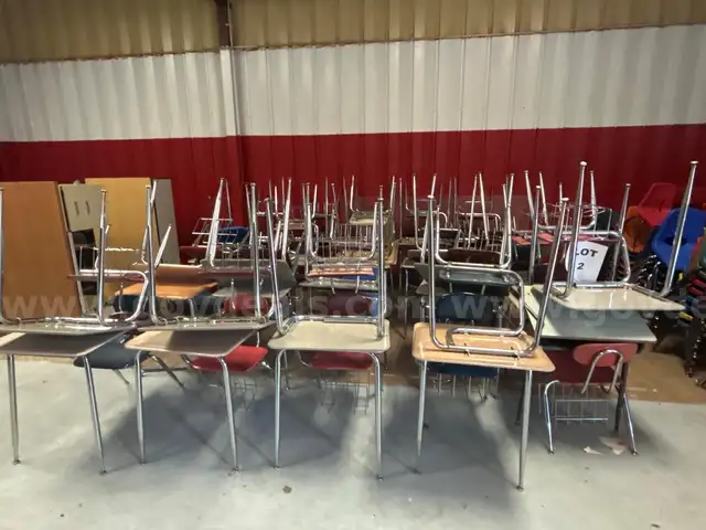 1 Lot of 40 Student Desk/Chair Combo Sets
