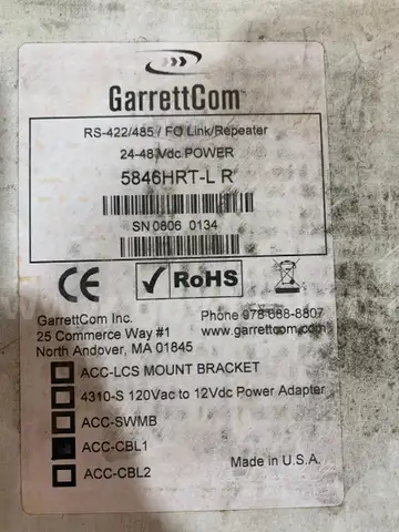 (30 each) MODEM: FIBER OPTIC RS-422 AND 485, INPUT-(24-48VDC)