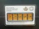 5 (Five) 1/10 oz Gold Bars, Royal Canadian Mint, .9999 fine gold confirmed