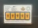 5 (Five) 1/10 oz Gold Bars, Royal Canadian Mint, .9999 fine gold confirmed