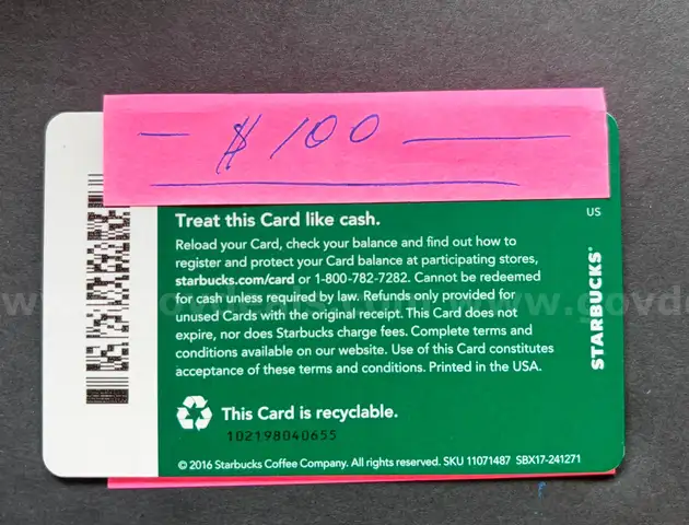 $100 Starbucks Card