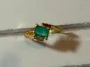 16K Gold Ring with Emerald, size 6 1/2
