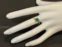 16K Gold Ring with Emerald, size 6 1/2