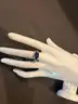 10K White Gold Lab Created Sapphire Ring 1/10 CT T.W. Diamonds. Size 6 3/4