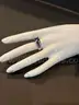 10K White Gold Lab Created Sapphire Ring 1/10 CT T.W. Diamonds. Size 6 3/4