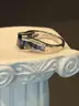 10K White Gold Lab Created Sapphire Ring 1/10 CT T.W. Diamonds. Size 6 3/4