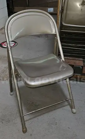Lot of (250) metal folding chairs with three (3) rolling racks