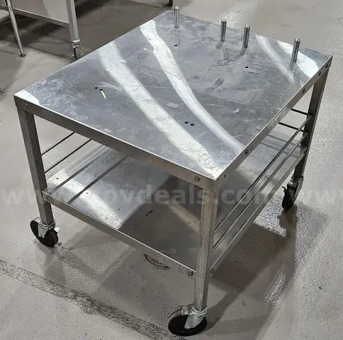 LOT of Two (2) Stainless Steel tables on wheels