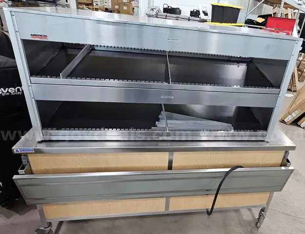 2-Shelf Heated Holding Cabinet mounted to Table with Drop-Down Shelf