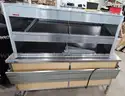 2-Shelf Heated Holding Cabinet mounted to Table with Drop-Down Shelf