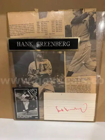 Hank Greenberg Original Signed Autograph  Card Detroit Tigers