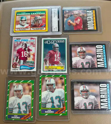 Vintage  Joe Montana Dan Marino Football cards