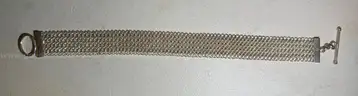 Sterling Silver 925 Wide Mesh Chainmail Choker Necklace Toggle Clasp