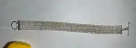 Sterling Silver 925 Wide Mesh Chainmail Choker Necklace Toggle Clasp