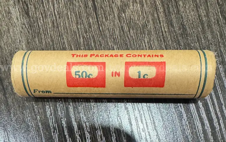 Vintage Coin Roll unopened 1963 penny and VDB penny Showing On End FREE SHIPPING