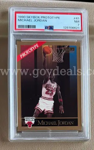 Collectible MICHAEL JORDAN 1990 SkyBox Prototype #41 – PSA 7 basketball card