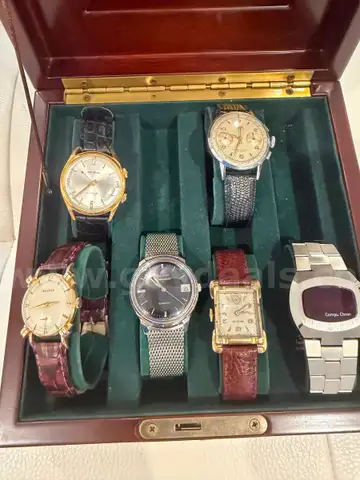 Lot of 6 Vintage Wristwatches – Bulova, Benrus, Gruen, Compu Chron, collectible