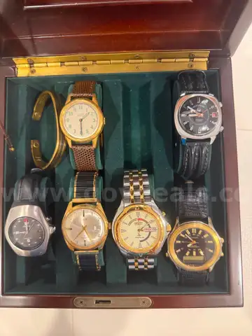 Lot of 6 Vintage Wristwatches – Bulova, Benrus, Gruen, Compu Chron, collectible