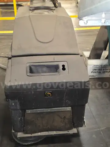 Lot of 2 Walk behind Floor Scrubbers and 1 Ecolab Cleaning Caddy with vacuum