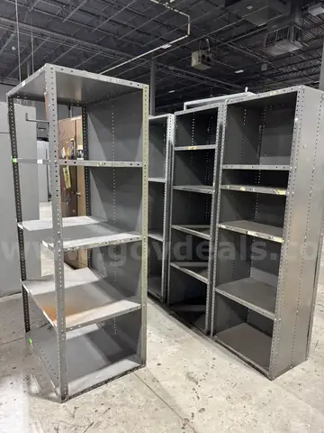 LOT OF 30 Dark Grey Metal Shelving Units Various Sizes