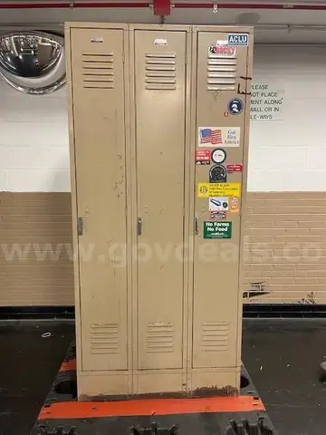Set of Three (3) Brown Metal Lockers