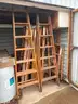 LOT OF 8 WOODEN LADDERS - VARIOUS SIZES