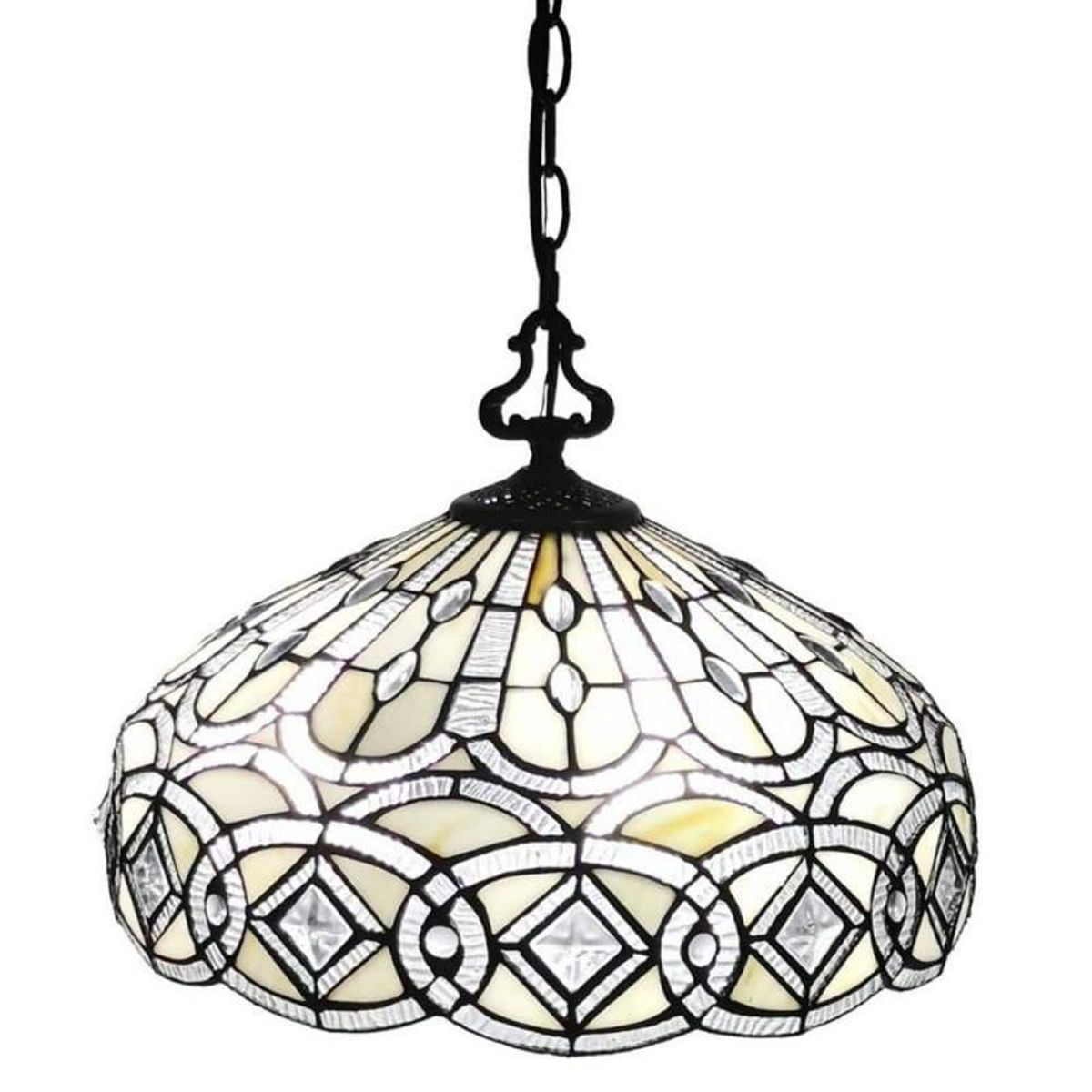 Amora Lighting AM295HL16 Tiffany Style White Hanging Lamp | AllSurplus ...