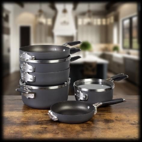 Select By Calphalon Space-Saving Hard-Anodized Nonstick Cookware, 9 ...