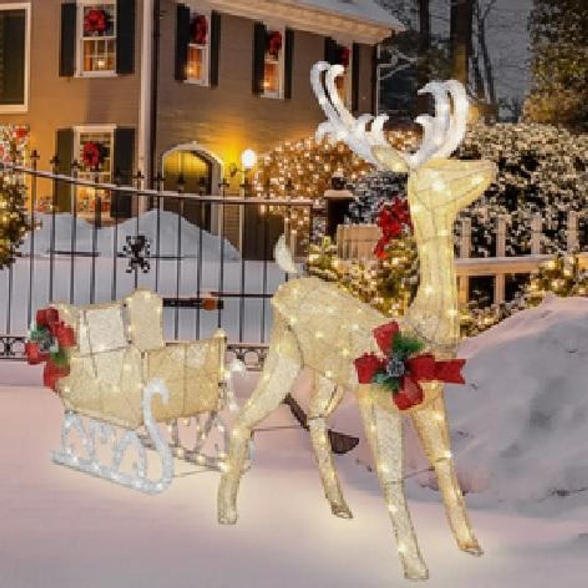 Futzca Christmas Light Holiday Reindeer & Sleigh | AllSurplus | Pittston