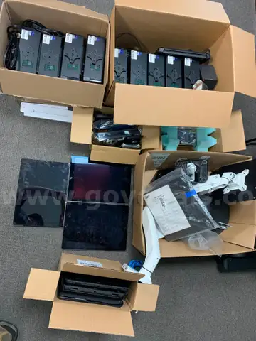 Lot of Used and Scrap Computers, Tablets, Network Switches, Accessories, and Stands