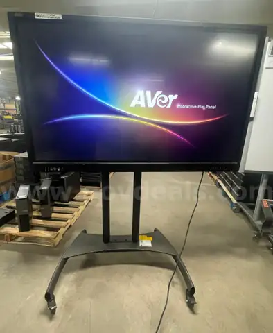 Aver 65 inch Interactive Flat Panel Board on a wheeled stand. Android OS. Factory reset and in good condition.