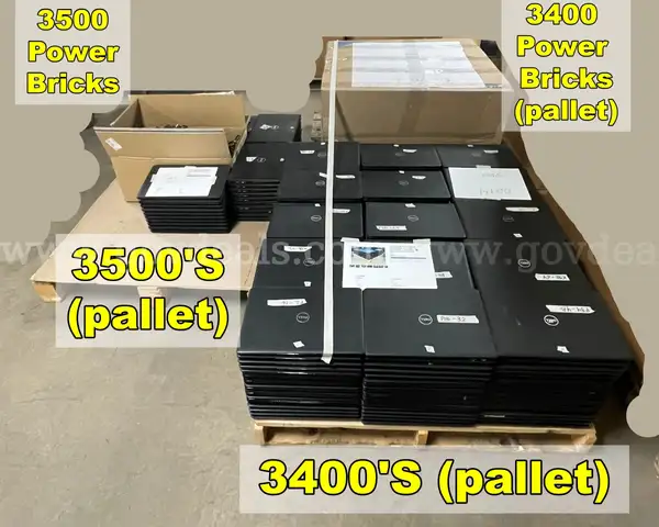 Dell Latitude Laptops: 3 pallets of laptops, 275 total; some tested, all powered on. Power supplies included.