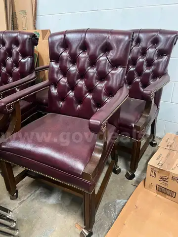 Burgundy Leather Executive Armchairs