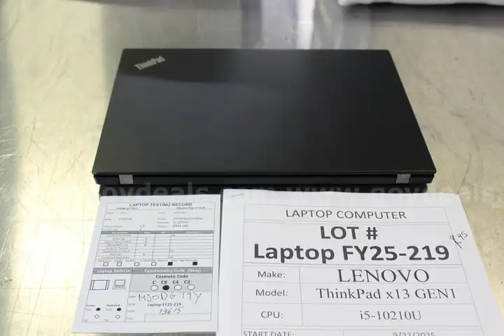 Lot of (6) Lenovo Thinkpad x13 Gen i5-10210U DDR4 16gb Laptops