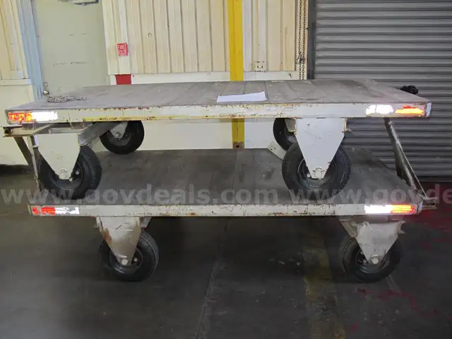 LOT of (2) HAMILTON 96X48 HARDWOOD STEEL 5TH WHEEL PLATFORM WAGON