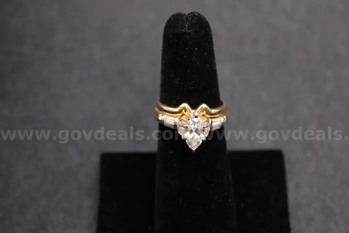 Gold Colored Ring with Multiple Clear Stones