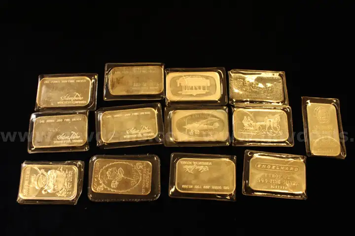 Lot of Silver Bars and Coins