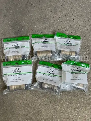 Lot of Six (6) Shark Bite Straight Coupling /  11/4"x 11/4"